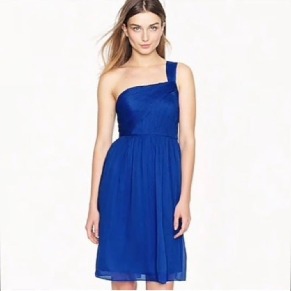 J. Crew Lucienne Blue Silk Chiffon Dress Size 10P